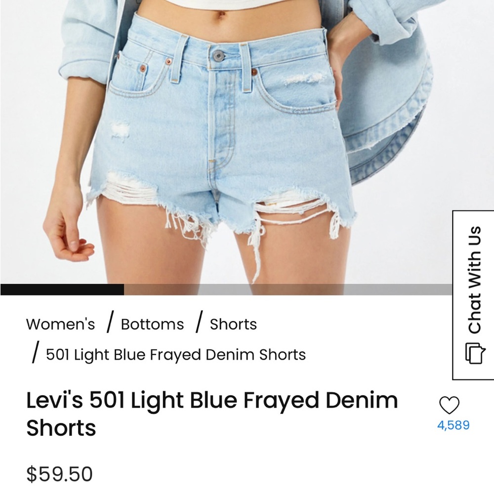 Levis 501 Jean shorts size 27